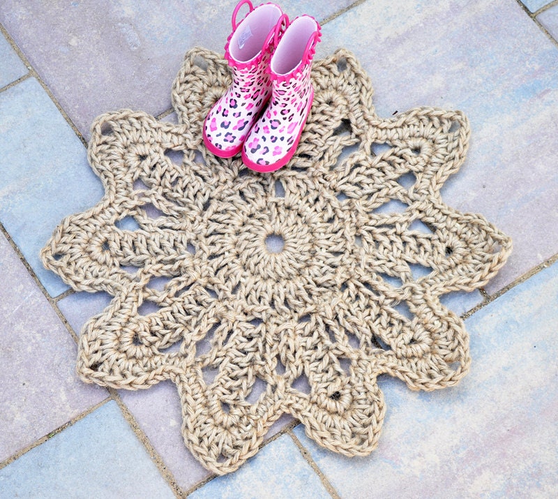 Daisy Flower Door Mat - Rope Mat - OOAK home floor decor