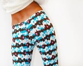 Women Leggings with Young Brown-Pink-Blue Electric Pattern