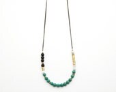 TULUM - Tiger Ebony, Tibetan Turquoise and Brass on Antiqued Chain - Tribal Inspired Jewelry