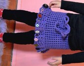 Handmade Crochet Purple Skirt With Buttons Size 3T, Toddler Girl Crochet Skirt, Button Skirt For Kids
