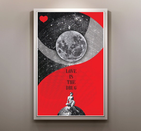 Love is the Drug (Rocking Love series), 12" x 8" Digital Illustration, Fine Art Print, Poster, 007
