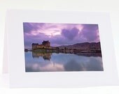 Eilean Donan Castle, Scotland, Luxury Blank Photo Print Wedding Greeting Card Scotish Landscape Purple Lilac