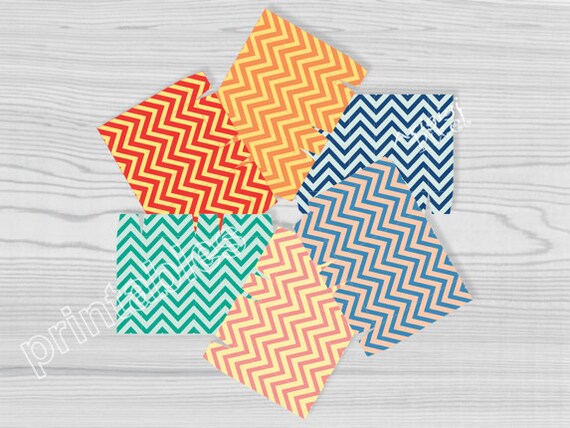 chevron treat bags template set of 6 spring colors party printables instant download Il_570xn