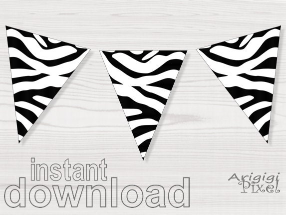 Printable Banner Party Decoration Zebra Pattern Bachelorette Birthday Cocktail Prom Celebrations DIY Il_570xn
