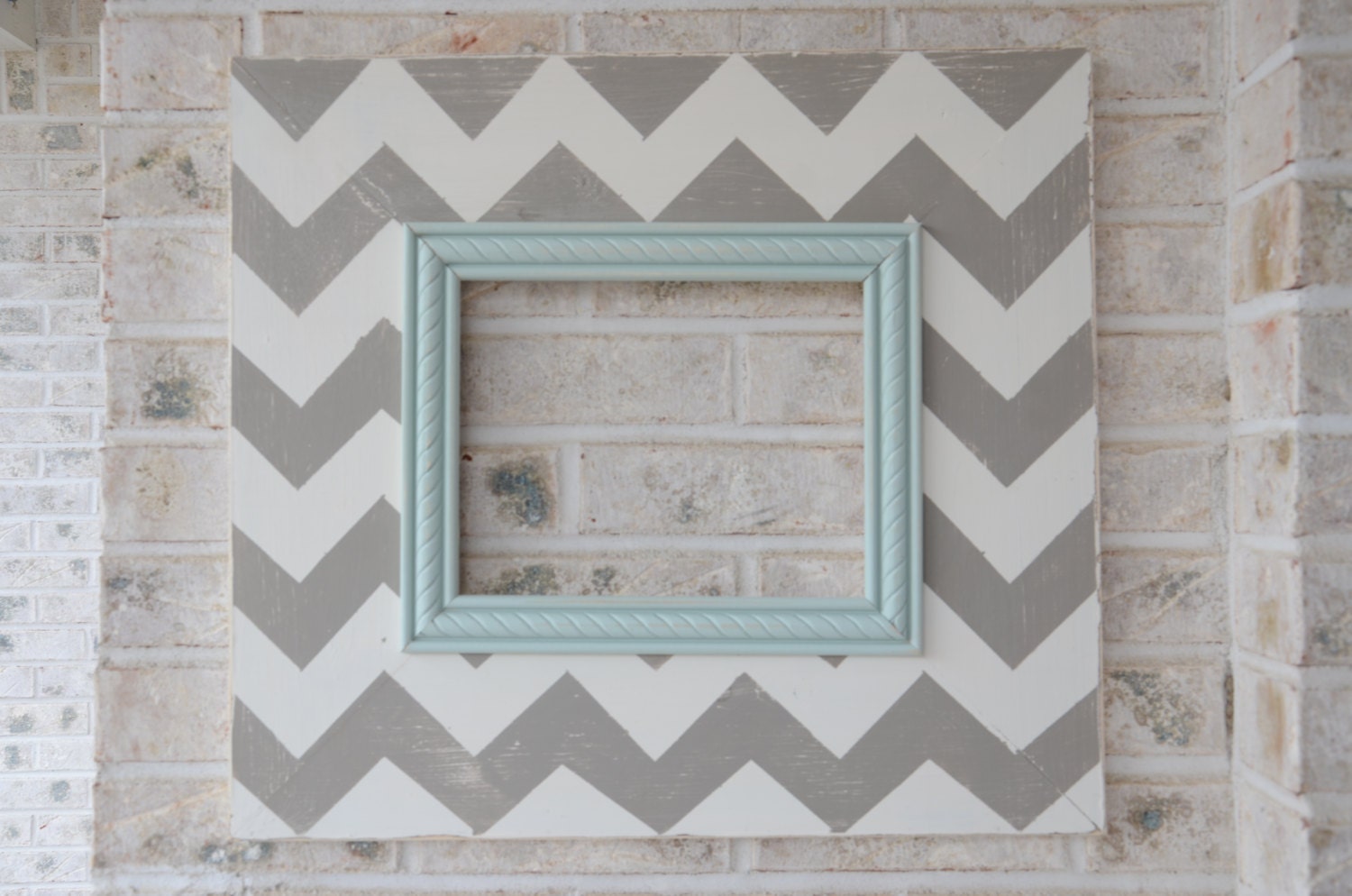 8x10 wood frame, distressed wood frame, chevron frame, custom frames, painted wood frame,  nursery decor, playroom decor