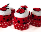 Ladybug Diaper Cup Cakes set of 5 - Babyshower favors or gift - table decorations - Or Pick your theme
