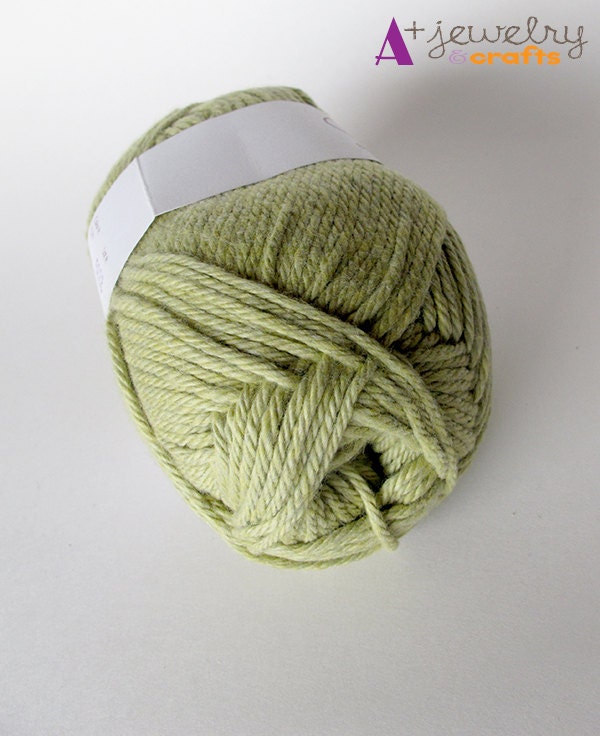 Organic cotton yarn, green, bamboo color, medium weight, 100 gram ball, knit, crochet