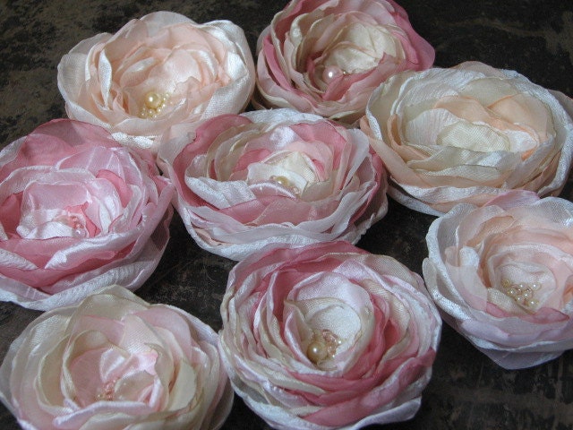 Set of 8 flowers Champagne flowers Ivory flowers Peach flowers Antique pink Ivory flower Ecru flower Bidal flowers Wedding decorations