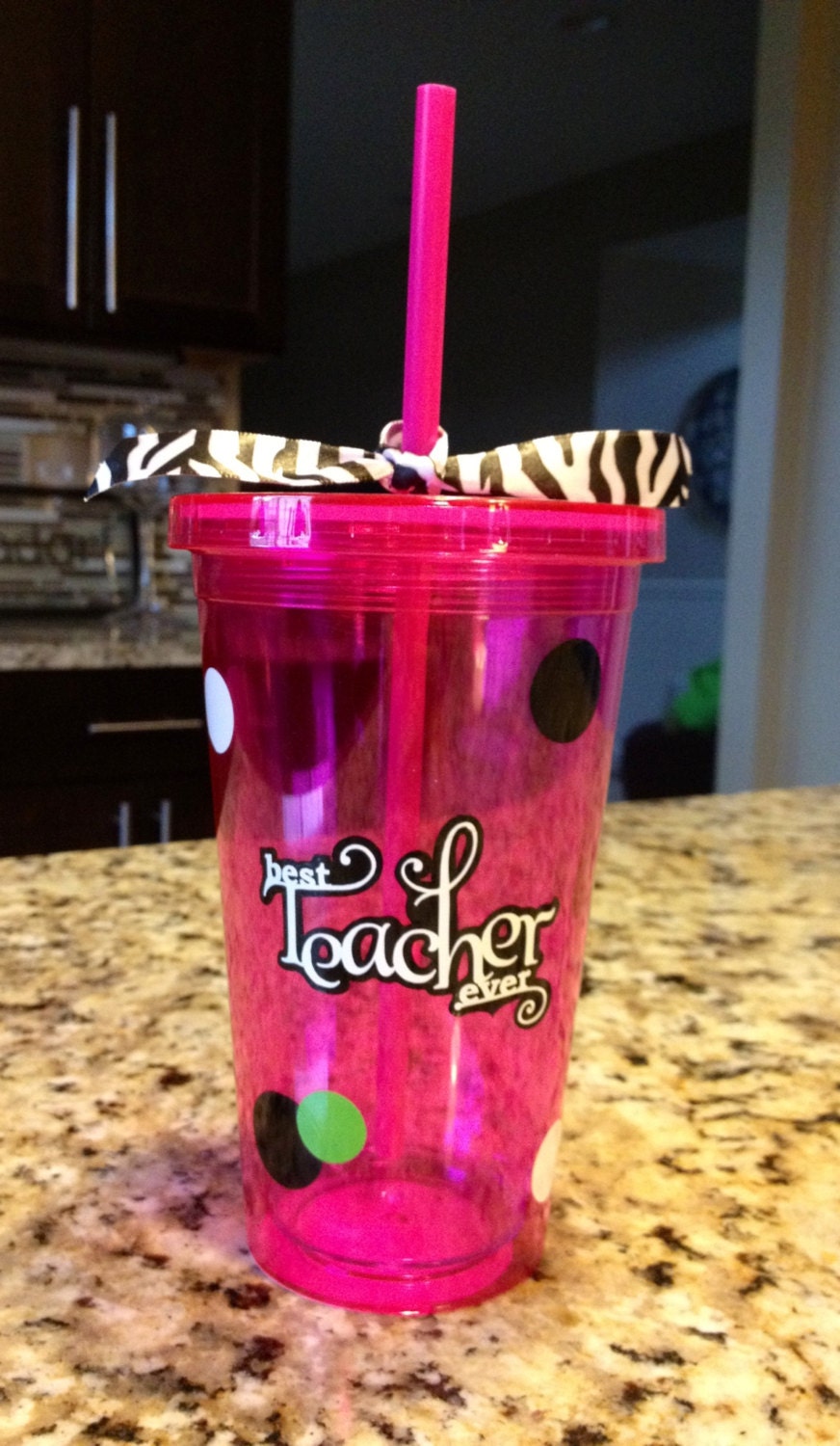 Teacher Gift-Pink Insulated Vinyl personalized tumbler