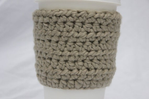 Organic Crochet Cup Sleeve, Organic Crochet Cup Cozy, Organic Cup Cosy - five colors to choose from