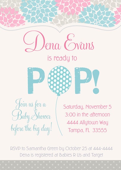 Ready to Pop Balloon Pink & Blue Baby Shower Invitations Il_170x135
