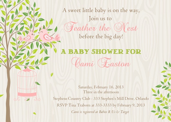 Birds in Tree Feather the Nest Baby Shower Invitation - Printable Il_170x135