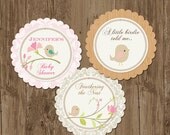 Little Bird Baby Shower Party Rounds Cupcake Toppers- Printable Il_170x135