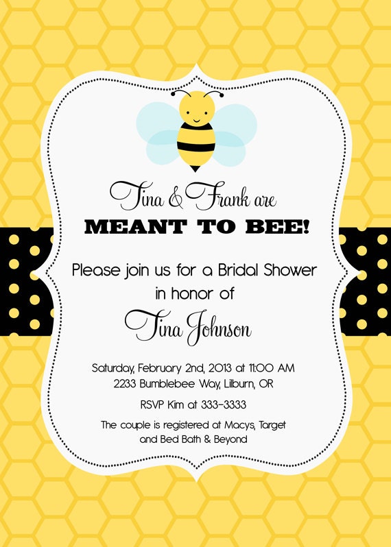 Bumblebee Meant to Bee Bridal Shower Invitation - Printable Il_570xn