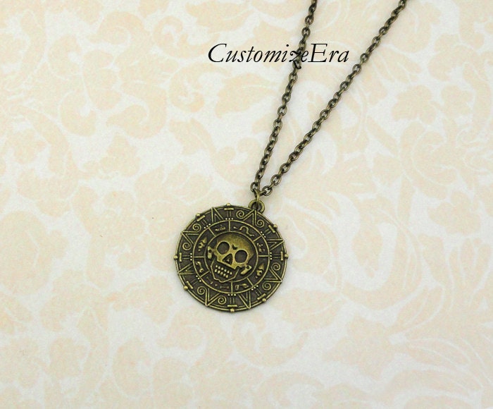Vintage Style Pirates of the Caribbean Coin Pendant Necklace-Cursed Pirate Doubloon Necklace