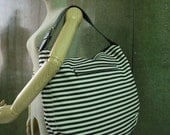 Hip Boho Black & White Striped Cotton Canvas Women Bag Handbag Tote/ Shoulder Bag/ Travel Bag/Everyday Bag/ Work Bag/Market bag - B018