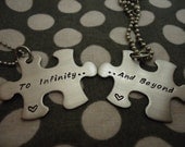 Personalized Puzzle Piece Necklace Set - Hand Stamped Stainless Steel SHIPPED in 10-14 Days, SHIPPING TIME 3-5 Days
