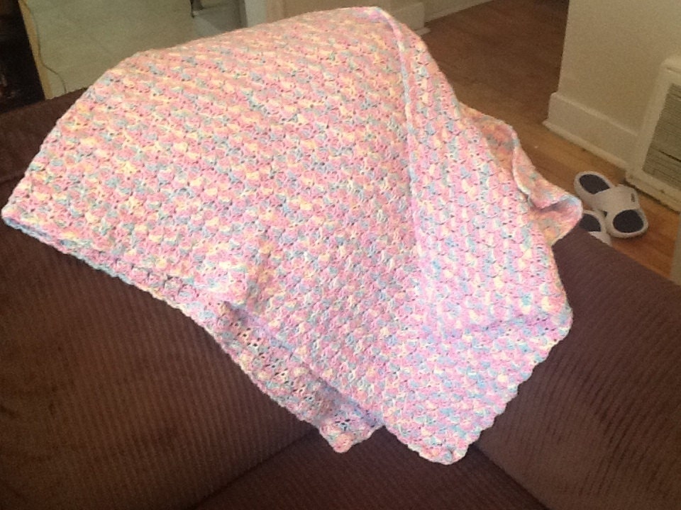 Handmade Crochet Afghan- Pink Shell