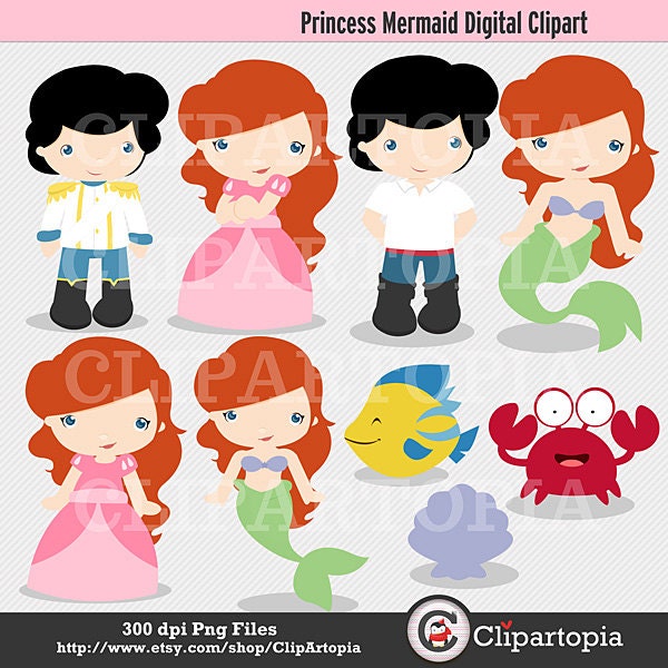 Princess Mermaid Digital Clipart for Personal and Commercial Use Il_170x135