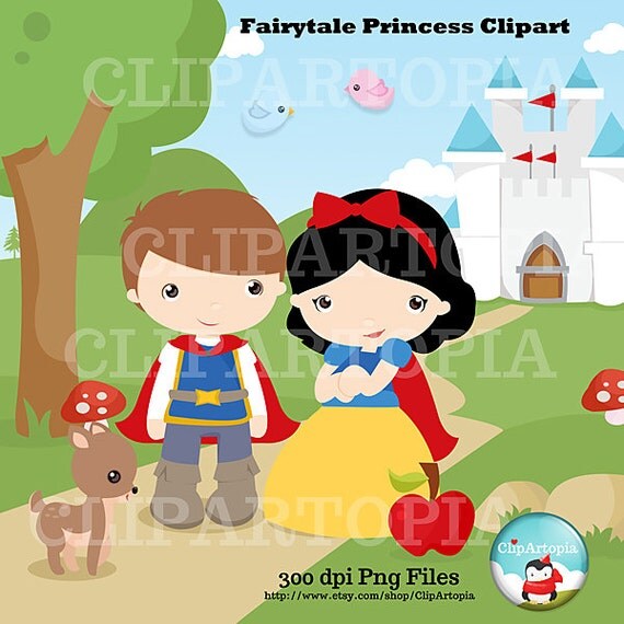 Fairytale Princess Digital Clipart Cute Princess for Card Design, Scrapbooking, Personal and Commercial Use / INSTANT DOWNLOAD Il_570xn