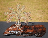 Handmade Wire Tree on Driftwood Base, Sculpture - Original