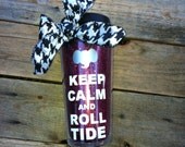 Keep Calm and Roll Tide, 16 oz crimson glitter travel mug can be personalized