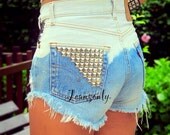 Ombre studded shorts,Levis high waist studded denim shorts by Jeansonly