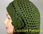 Crochet Pattern for Mesh Beret with Flower, PDF File Instant Download
