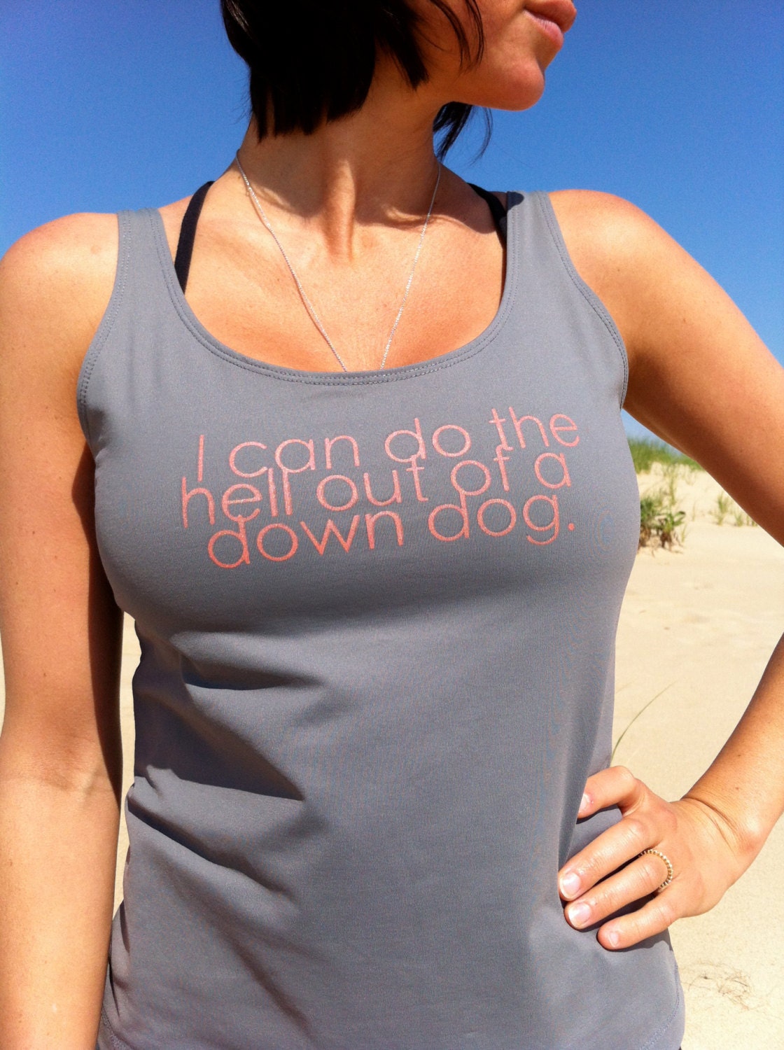 eco down dog tank- I can do the hell out of a down dog yoga earth conscious top