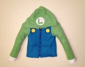 Nintendo Mario Bros. inspired Luigi fleece hoodie shirt (child sizes)