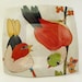 Handpainted 'Flowers, Birds & Berries' Square Stoneware Plate