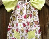 2T Peasant Dress, Toddler Baby Girls top with flutter sleeves and pockets. 24 months. Paisley summer fabric