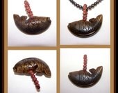 Vintage Chinese Carved Jade Fish Pendant - Jade Bead Bale - Amulet - Good Luck Charm -Feng Shui Talisman - Beadwork