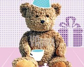 Nursery art print Teddy Bear party, A4, wall art for children, kids room decor, bear illustration, photography collage