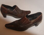 Vintage Retro Heels 1960s Shoes 1970s Shoes Real Leather Shoes UK Size 5 US Size 7