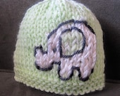 Mint Baby Elephant Knit Hat