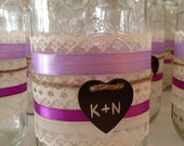 Mason Jar Wedding Flower Vase Centerpiece Reception Table Setting Rustic Country Shabby Chic Vintage Lace