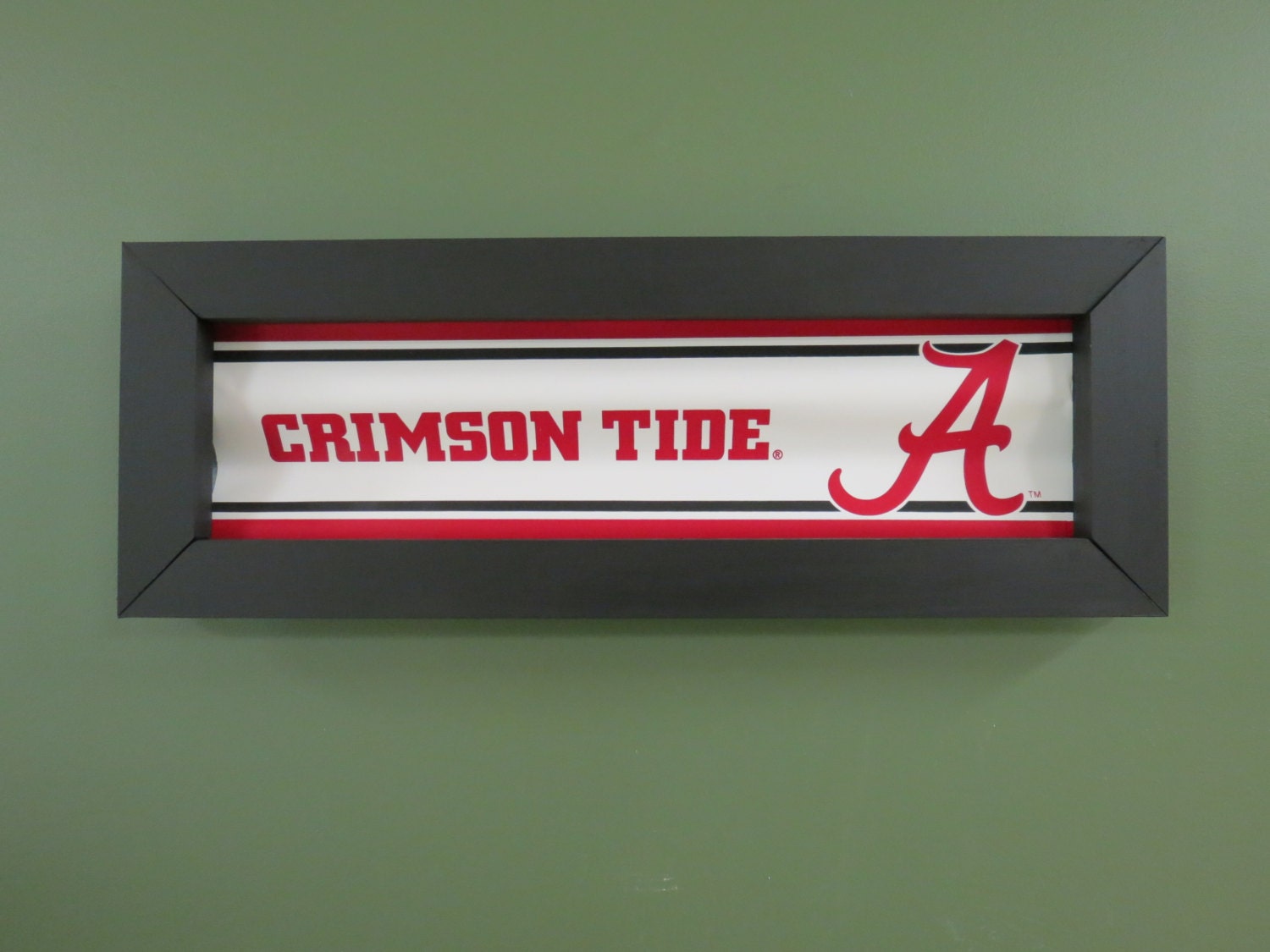 New Alabama Crimson Tide picture on wavy tin in a hand made frame basketball football