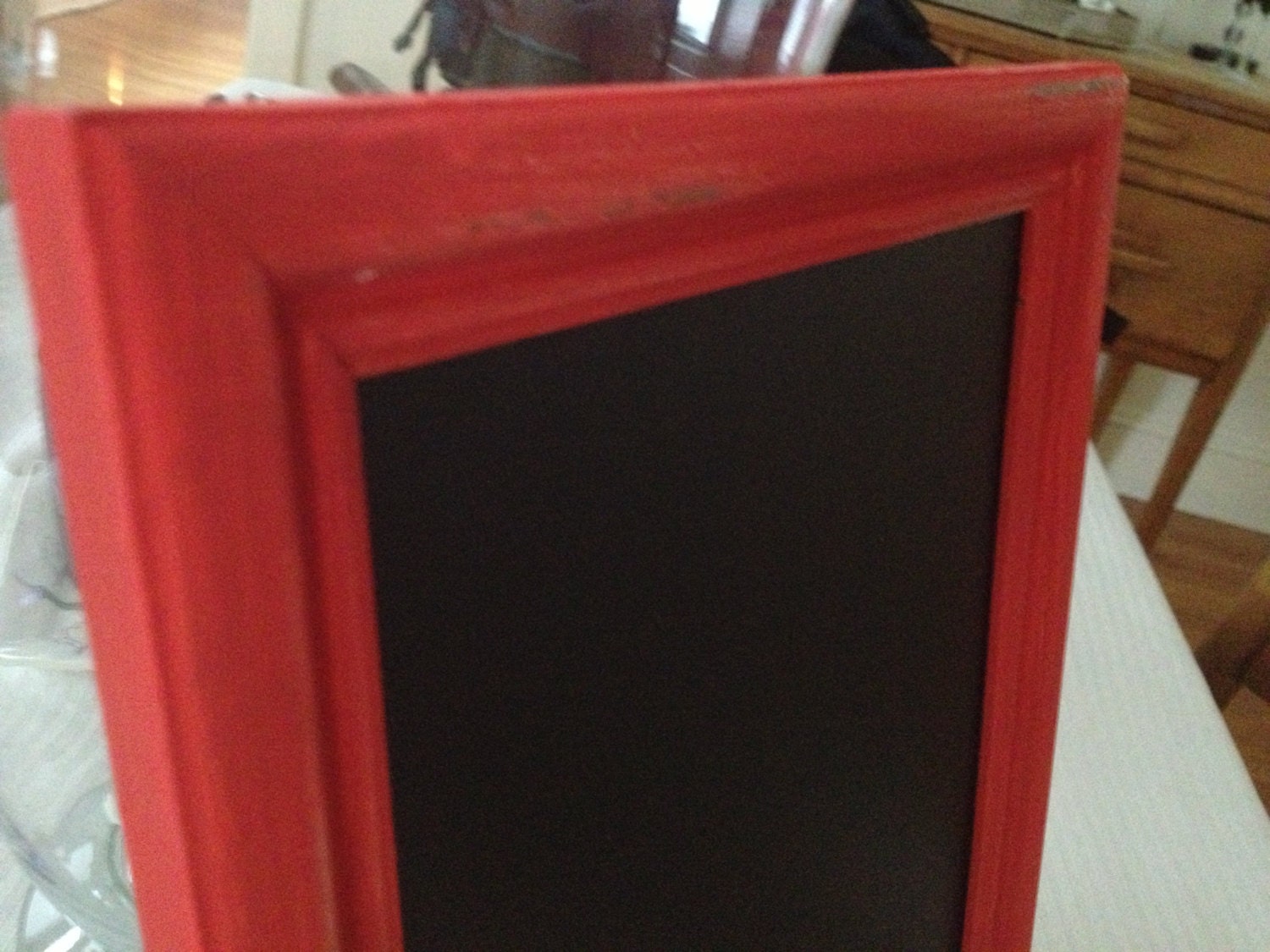 Red Framed shabby chic Chalkboard- Refurbished and Hand Painted