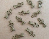 12 Antique Bronze Key Charms