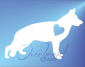 German Shepherd with Heart Dog Window Vinyl Car Decal Laptop Sticker