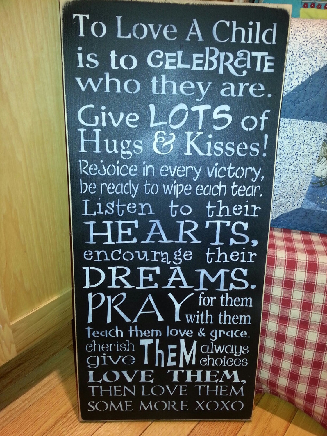 To LOVE A CHILD, Hand Painted Prim Wood Sign, Home Decor, Housewares, Wall Decor, Typography