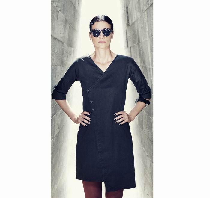 wrap dress, summer spring dress,  party dress, day dress, cotton lycra, kimono sleeve asymmetrical hem, knee dress