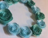 12 Mini Teal Tiffany Blue Mix Spiral Paper Roses - Gift Topper - Centerpiece  - Thank You Notes - Bridal Party - Baby Shower -