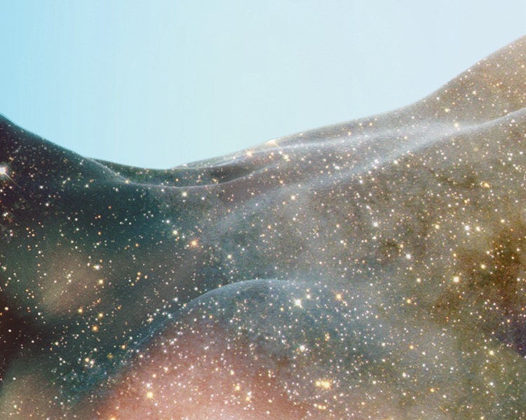 Space Photography Body Women Photography Stars Galaxy Blue Skin Portrait Print Home Decor Wall Decor UK