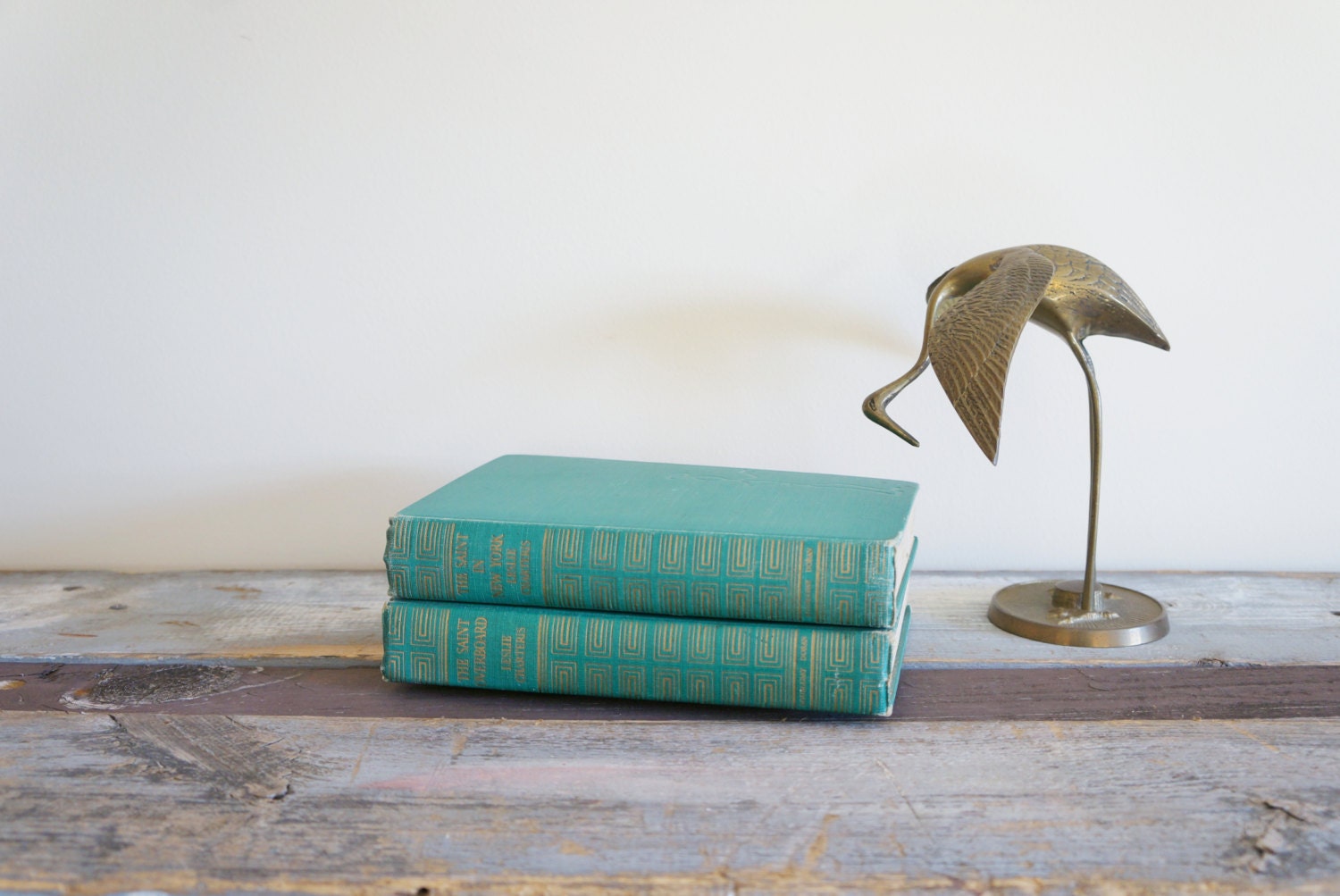Vintage Emerald Green Book Collection  Mid Century The Saint