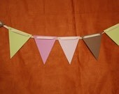 Green Purple Silver Flag Banner, Birthday, Party, It's a Girl, Shower, Garland, Cake, Decoration: Handmade Paper Decorations & Signs
