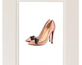 Christian Louboutin, 'Love Me' pumps , Blush Pink , Watercolor Illustration, Art Print, Bridesmaid Gift, Wedding Gift, Valentines Day Gift
