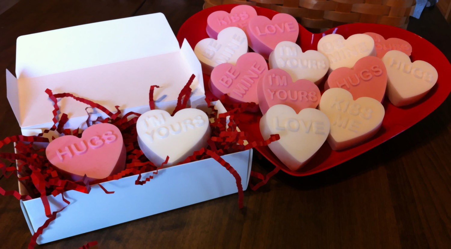 Handmade Valentine Conversation Heart Soap Bar Set - Shea Butter
