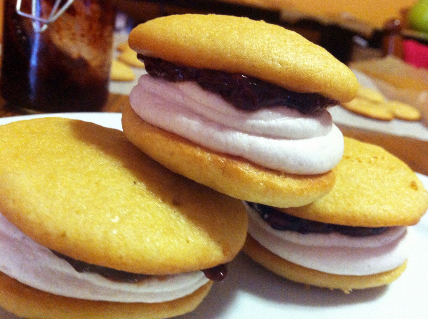 Hot Sticky Sweet Quickies - Strawberry Black Pepper Balsamic Jam and Spodee Wine Cream Cheese Frosting - One Dozen